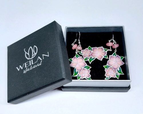 Flora - Nefelejcs ezüst, tűzzománc fülbevaló Weilan díszdobozban