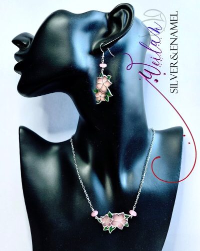 Flora - Nefelejcs ezüst, tűzzománc szett viselése