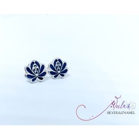 Tradició - Matyó - Rózsa ezüst tűzzománc fülbevaló, stiftes