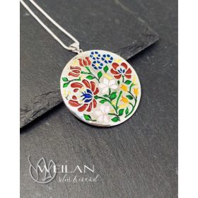 Virágoskertem ezüst tűzzománc medál