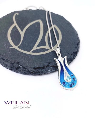 Pántlika ezüst tűzzománc medál