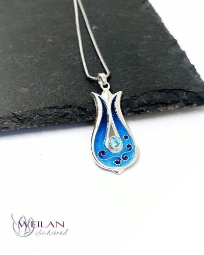 Pántlika ezüst tűzzománc medál