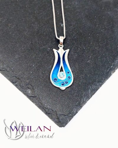 Pántlika ezüst tűzzománc medál