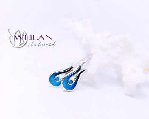 Pántlika ezüst tűzzománc fülbevaló cirkóniával