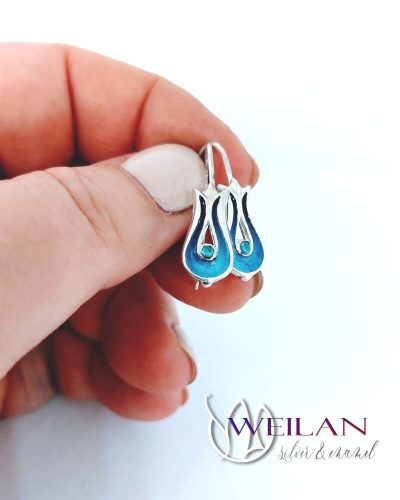 Pántlika ezüst tűzzománc fülbevaló cirkóniával