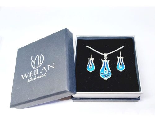 Pántlika ezüst tűzzománc szett Weilan díszdobozban