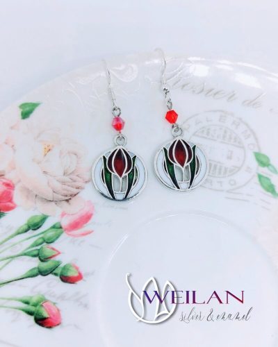 Körtánc ezüst tűzzománc fülbevaló