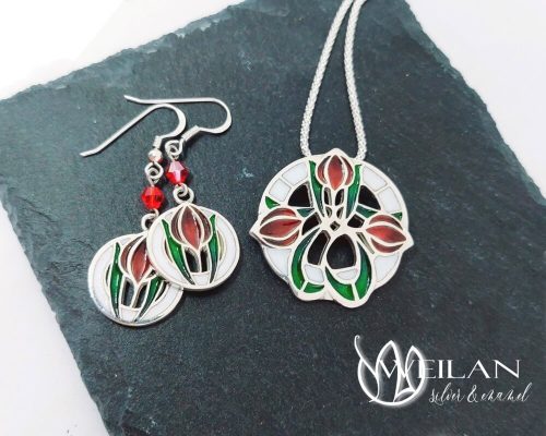 Körtánc ezüst tűzzománc szett