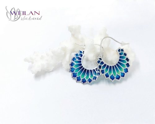 Fölszállott a páva - Büszke páva - ezüst ajourzománc fülbevaló