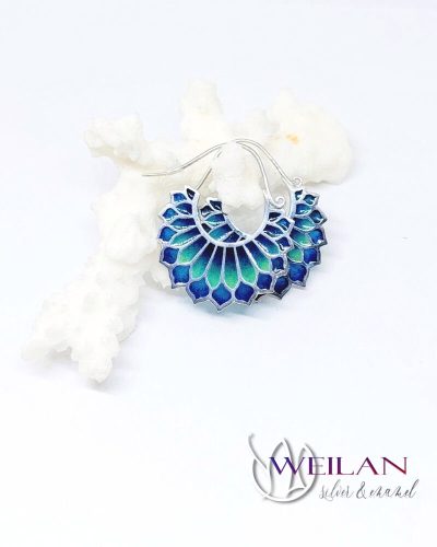 Fölszállott a páva - Büszke páva - ezüst ajourzománc fülbevaló