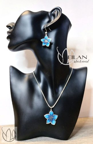 FFlora - Cseresznyevirág ezüst tűzzománc szett viselése