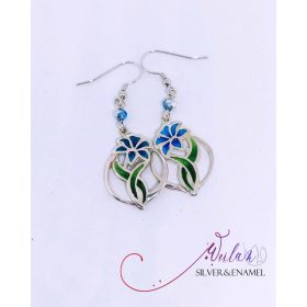 Flora - Liliom ezüst tűzzománc fülbevaló